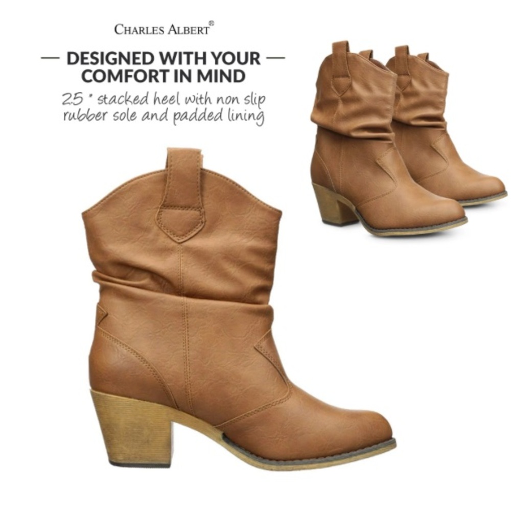 Charles Albert Vegan leather Cowboy Cowgirl Boots Women’s Size 7 Western